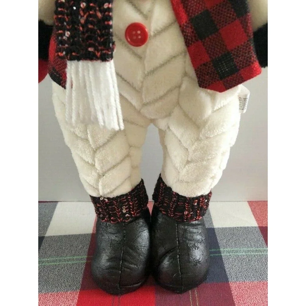 Christmas Snowman Plush Standing Decoration Buffalo Plaid 18